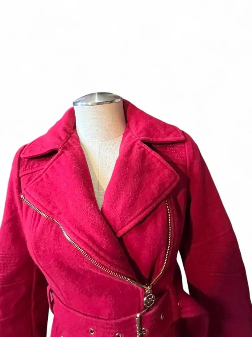 Michael Kors Hot Pink Suede Belted Trench Coat